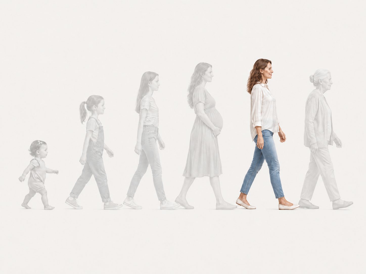 A woman's life course with the pregnancy stage highlighted